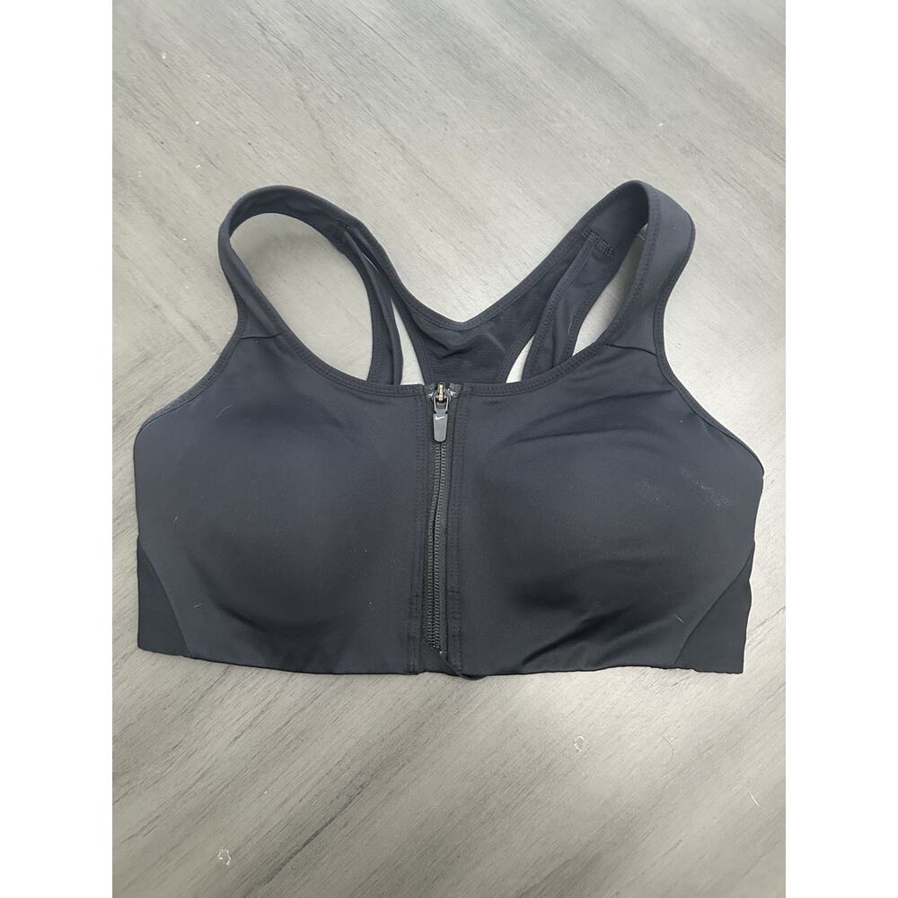 Nike Dri-Fit Sports Bra Women’s Sz S Racerback Zip Up Padded Compression Black